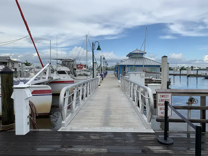 A sportfishing boat at Naples City Dock