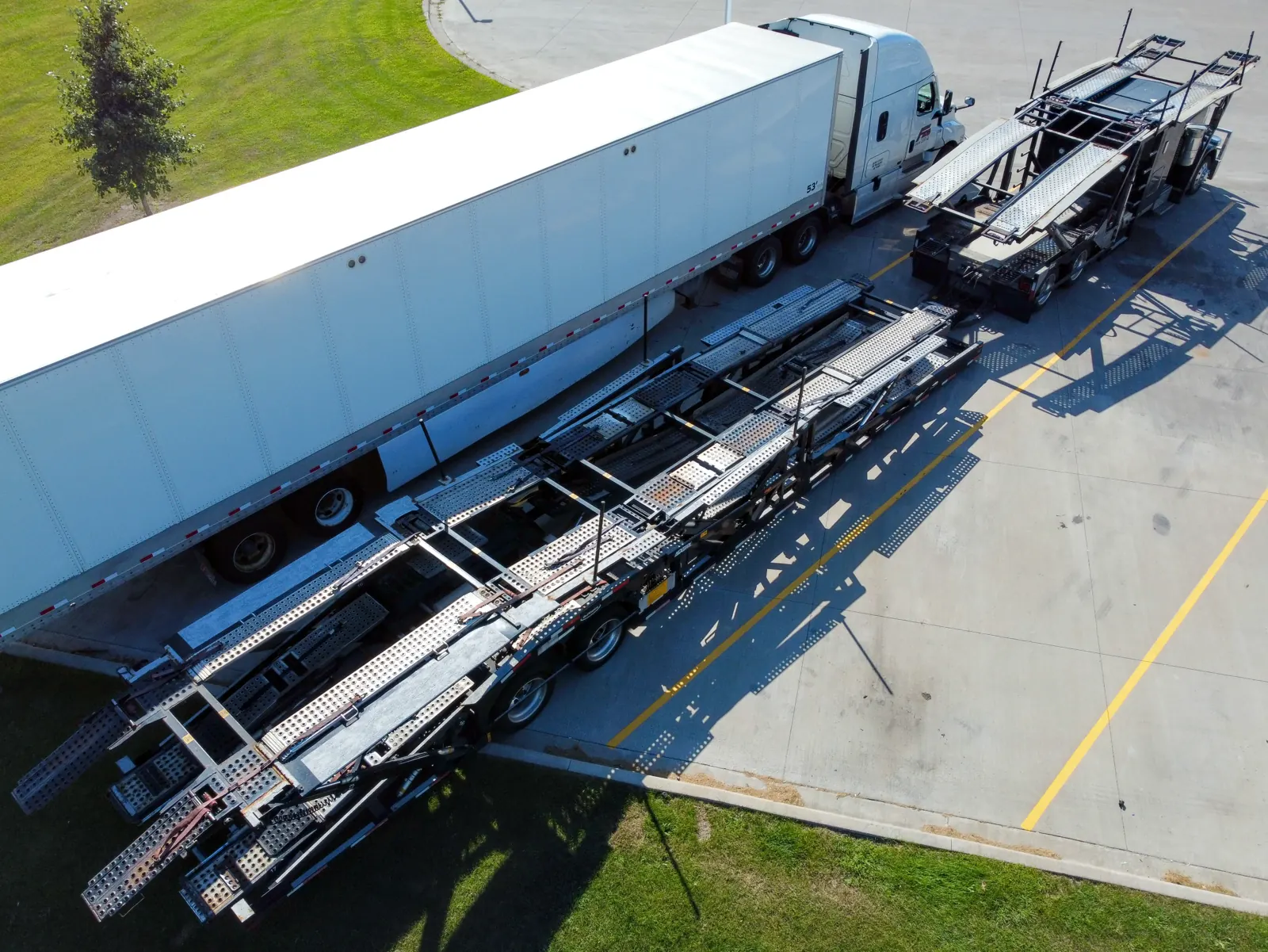 An open car-carrier trailer