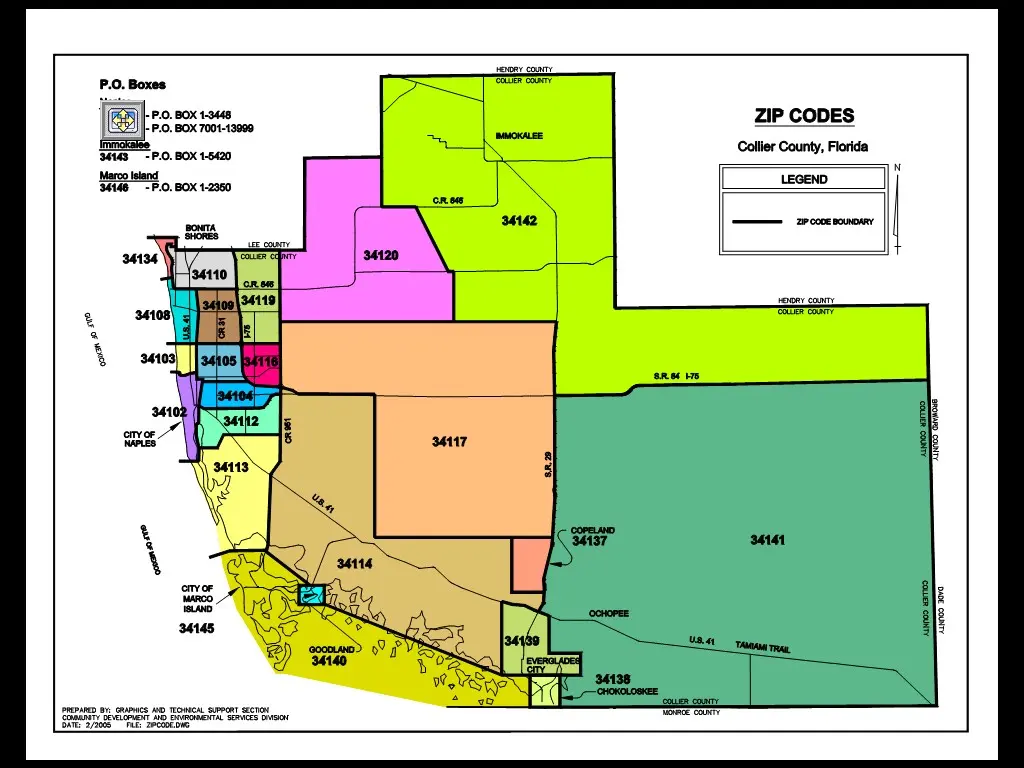 Zipcodes in Collier County, Florida, USA