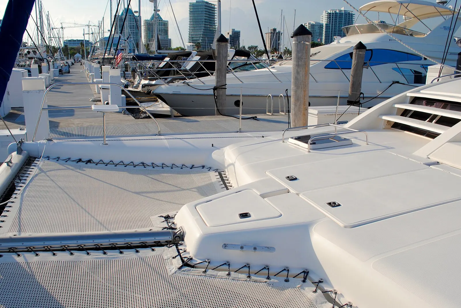 Dinner Key Marina, Coconut Grove, Miami, Florida, view looking west from the docks toward Miami