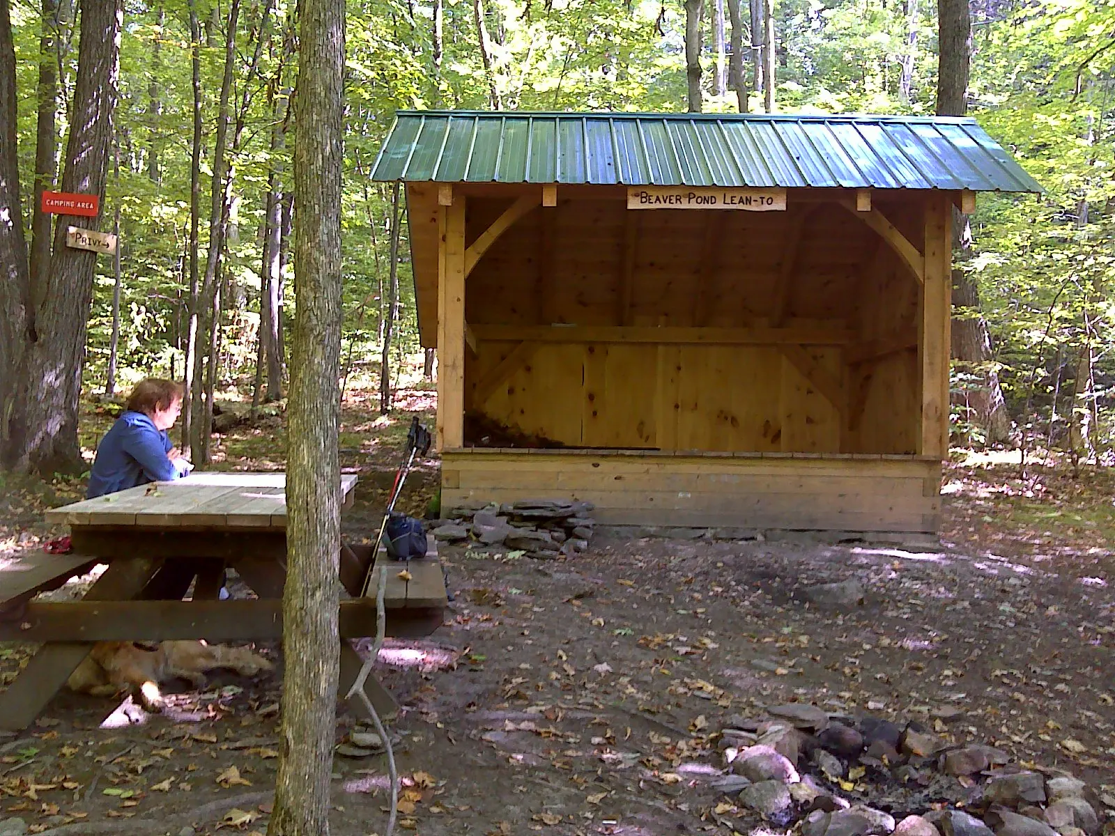 FLT B1 Mile 2.1 + 0.1 blue trl - Beaver Pond Lean-to, 8.5'x13', with picnic table, fire ring, privy, reliable stream, built 2011