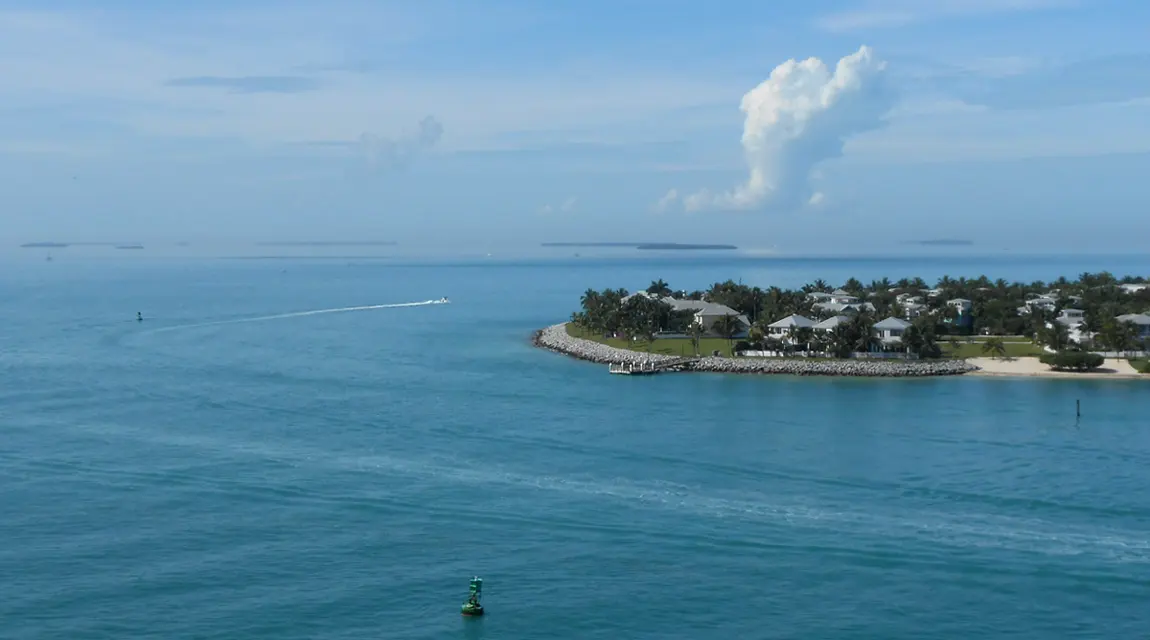 There are two artificial islands just west of Key West, Florida. They were created from spoil when the U.S. Navy dredged Key West harbor. This is part of Sunset Key (formerly...