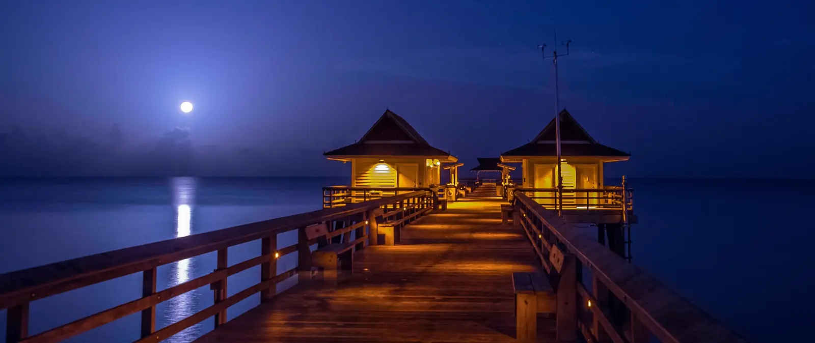 Moonset at Naples Pier