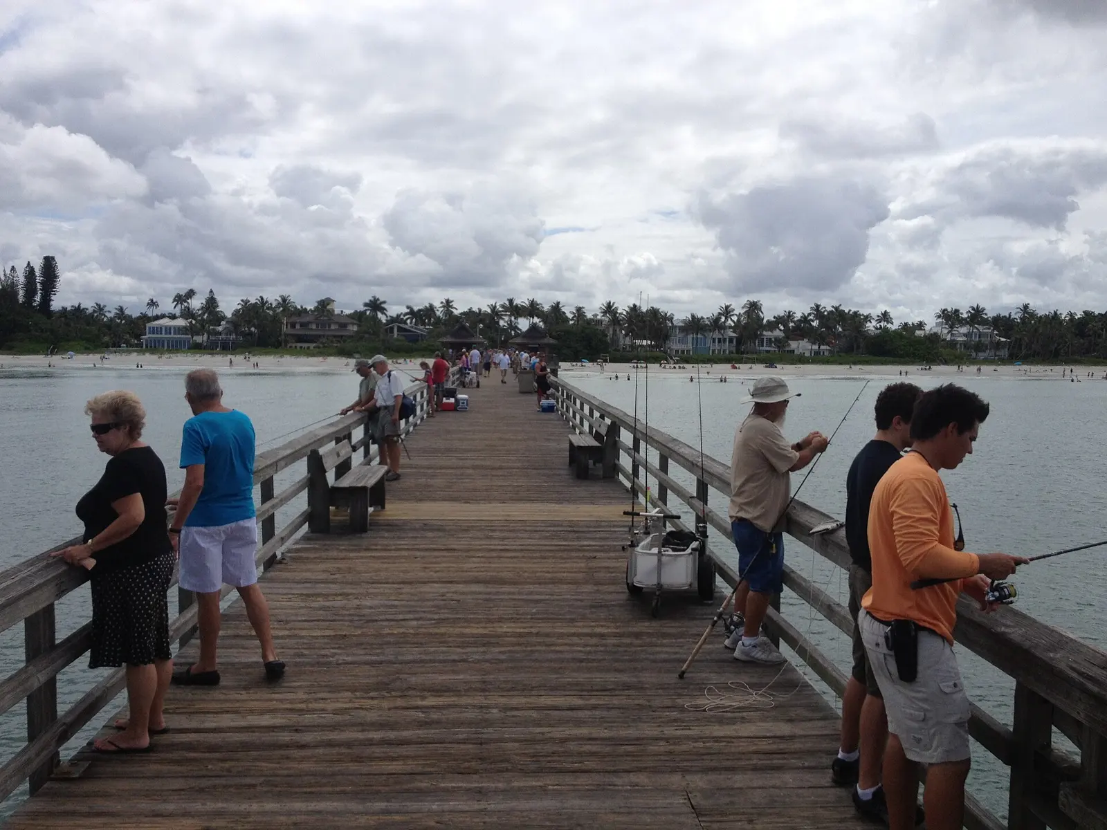 Looking back along the Naples Pier in Naples, Florida, from the end.