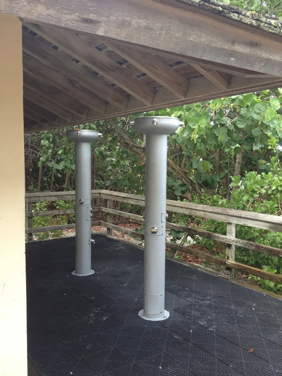 Outdoor showers at the Naples Pier in Naples, Florida